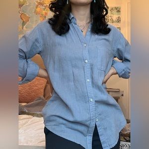 Blue Linen Community Button Up
